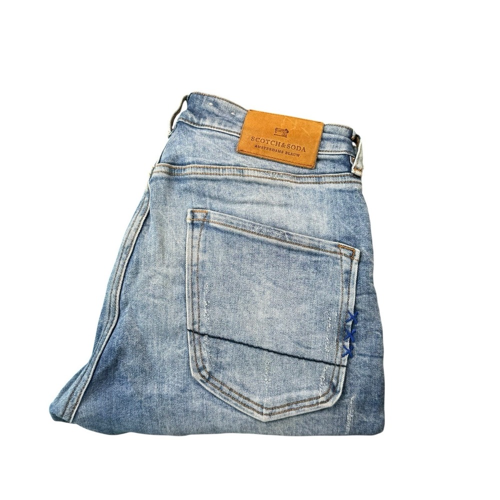 Scotch & Soda Blue Dean Destroyed Men's Jeans Size 31x32 Excellent‎